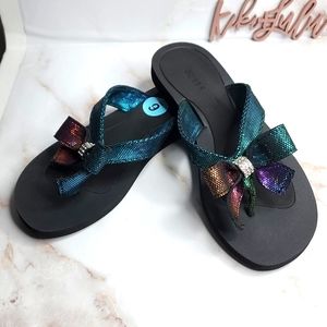 Guess multicolored bow sandals thongs